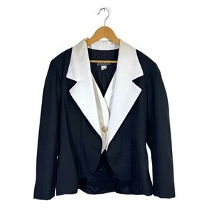 Vintage Formal Women's Blazer Vest Combo - Alex Evenings - Black & White - 12